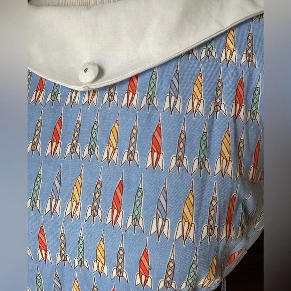 Bernie Dexter vintage 50s style MCM dress VLV pale blue rockets rockabilly - Picture 5 of 6